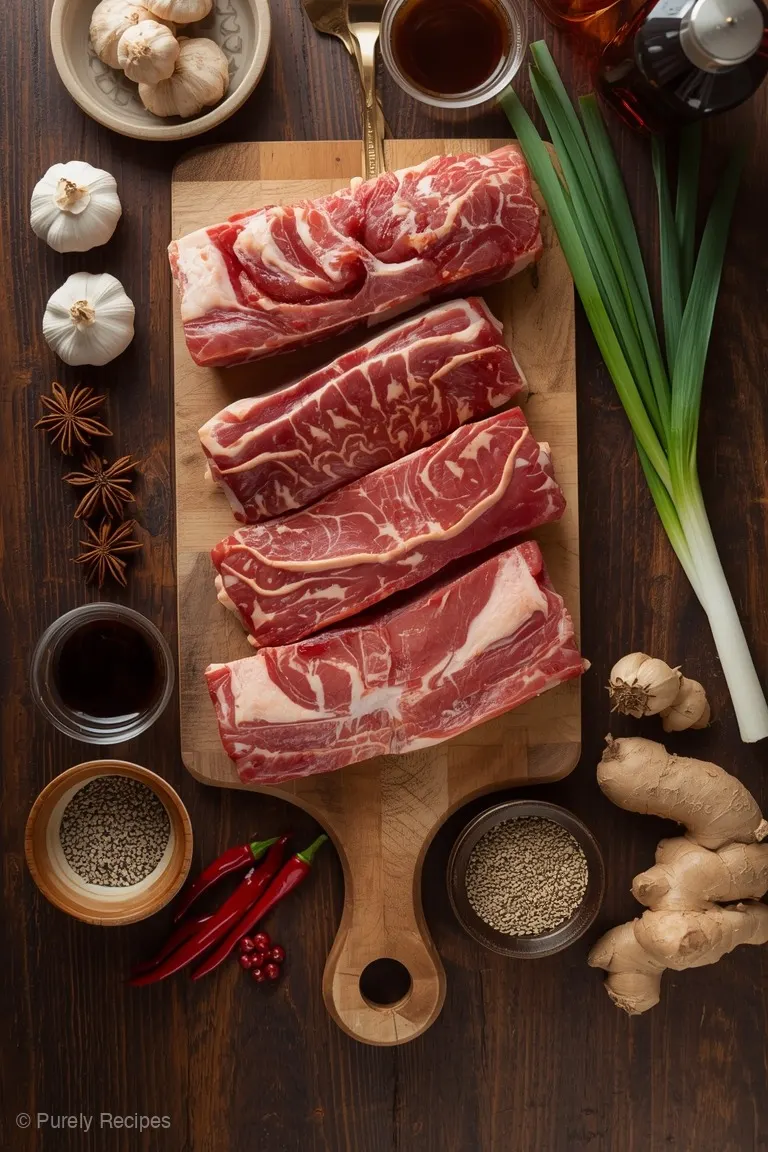 Sticky Ribs: the ingredients laid out